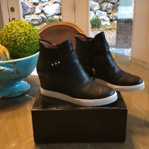Paolo Black Wedge Ankle Booties with White Sole